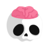 Calavera Halloween Vector PNG flat dibujo cute kawaii cerebro Calavera Halloween Vector
